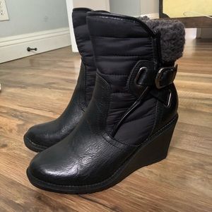 Zigi Soho Black Leather and Down Faux Fur Bootie